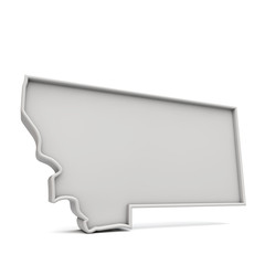 American state of Montana, simple 3D map in white grey. 3D Rendering