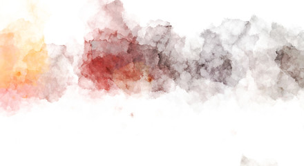 Watercolor painted background with blots and splatters. Brush stroked painting. 2D Illustration.