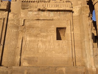 Egyptian hieroglyphs and carvings