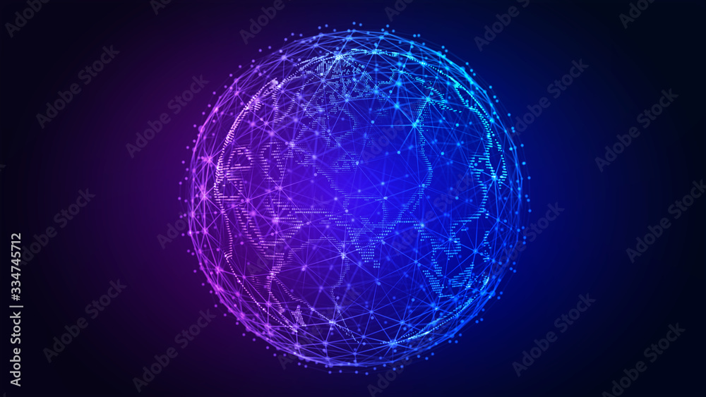 Canvas Prints connection lines around earth globe. background with light effect. global international connectivity