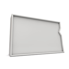 American state of North Dakota, simple 3D map in white grey. 3D Rendering