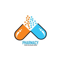 Capsule pharmacy medical logo template