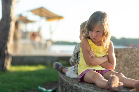Bored siblings not speaking to each other