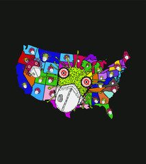 Coronavirus and American map graphic design vector art
