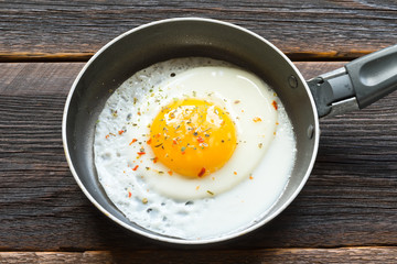 fried egg in a frying pan