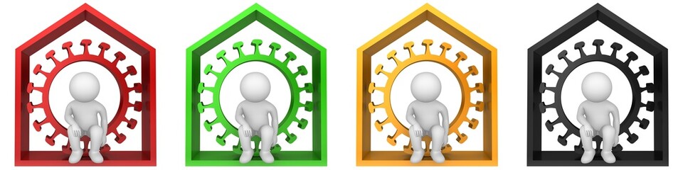 Fototapeta premium stay home Covid-19 Coronavirus quarantine isolation social distancing 3d sign symbol icon rendering