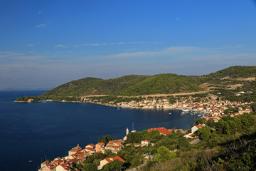 Naklejka na ściany i meble Landscape of Vis town on Vis island, Croatia