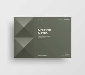 Creative business presentation vector A4 horizontal orientation front page mock up. Modern corporate report cover abstract geometric illustration design layout. Company identity brochure template.