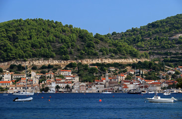 Fototapeta na wymiar Landscape of Vis town on Vis island, Croatia