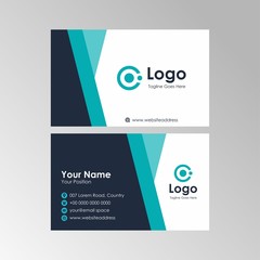 Simple clean geometric turquoise business card design, professional name card template vector