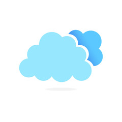 Obraz premium Blue fluff clouds icon isolated on white background vector object