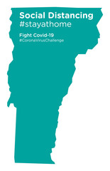 Vermont state map with Social Distancing stayathome tag