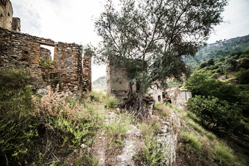 Fototapeta premium A walk trekking an abandoned village in a small town