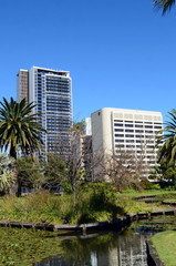 Obraz na płótnie Canvas A view of the Perth skyline from Queen's Park