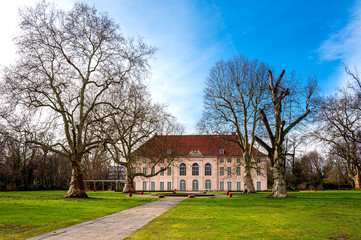 Fototapeta na wymiar Castle park with the Niederschönhausen Pankow castle, Berlin, Germany