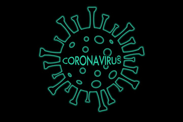 Green coronavirus molecule under the microscope. Covid -19. 2019-nCoV