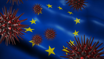 Corona Virus Outbreak with European Union Flag Coronavirus Concept
