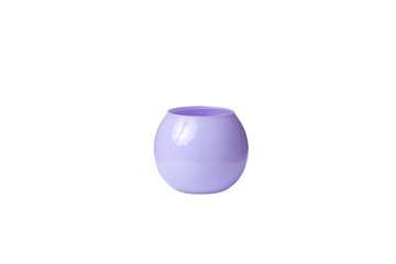  round vase of violet color on a white background