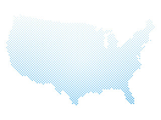 Fototapeta premium United States of America. Dotted halftone map of USA. Simple flat vector illustration