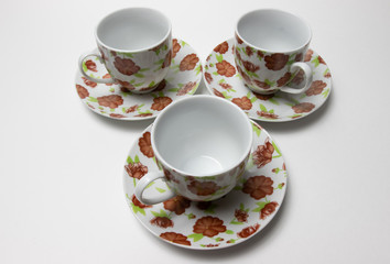 beautiful tea set on a white background