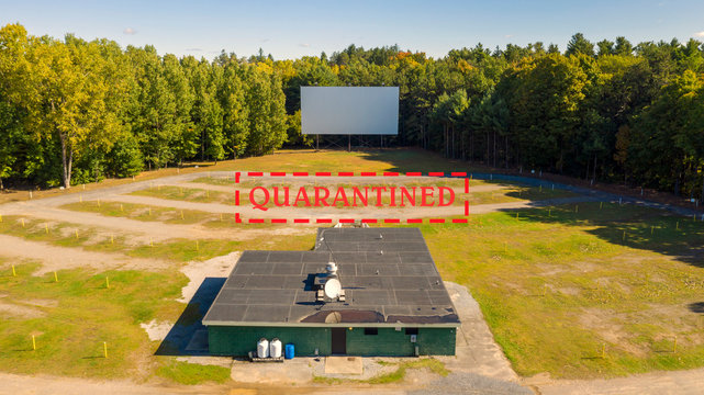 Old Abandoned Drive In Aerial Perspective Movie Screen Snack Bar