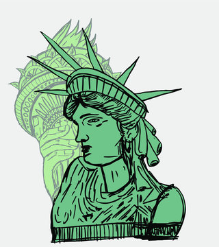 America Statue of Liberty graphic design vector art