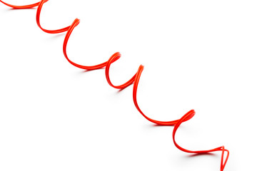 red double wire cable isolated on a white background