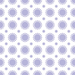 Purple Coronavirus shapes seamless pattern on white background. Virus cells vector pattern background illustration.