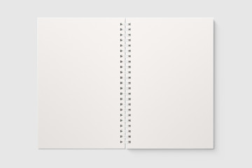 Real photo, blank spiral bound notepad mockup template, isolated on light grey background. High...