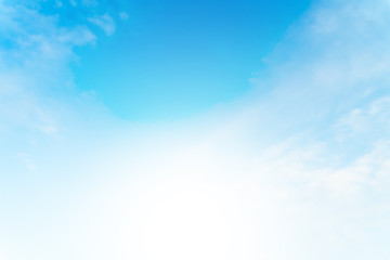 Blue sky with white cloud. Beautiful sky background and wallpaper. Clear day and good weather in the evening. bright,Thailand-Malaysia border.