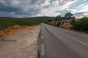 Panoramic view of a Gargano road in Puglia, Italy.