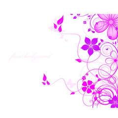 abstract floral background with flowers and butterflies