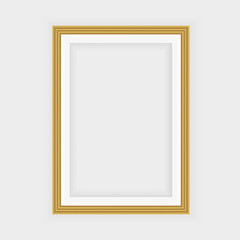 Realistic gold frame isolated on grey background. Perfect for your presentations. Vector illustration.