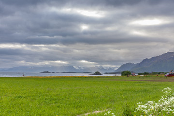Summer travel in beautiful Norway. Travel weekend, vacation. Scandinavian countries, selective focus