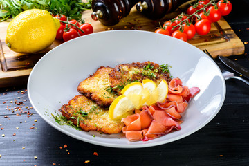 potato pancakes with salmon