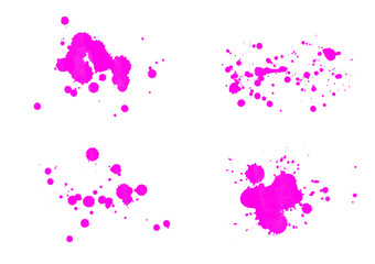 Purple ink vector drops and splat brushes background