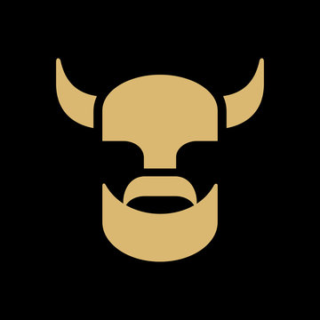 Viking odin army logo, warrior armor helmet icon, viking beard symbol