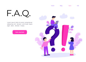 Landing page template of Frequently Asked Question Concept. Modern flat design concept of web page design for website and mobile website