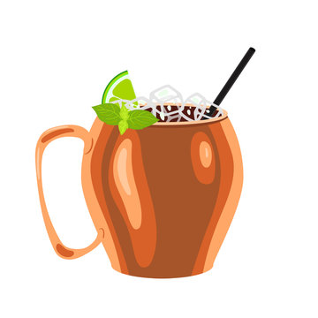 Moscow Mule cocktail isolate on a white background. Vector graphics.