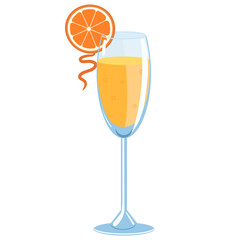 Mimosa cocktail isolate on a white background. Vector graphics.