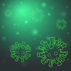 Vector illustration of Coronavirus 2019-nCoV background with disease cells. COVID-19 Stop Corona virus outbreaking and pandemic medical health risk concept. eps 10