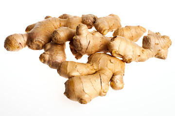 Studio shot of ginger isolated on white background. Healthcare and alternative medicine 