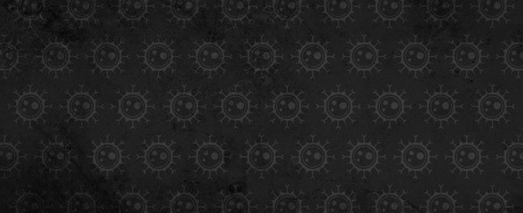 Black texture background with trasparent virus icons - epidemic, coronavirus pandemic - Covid-19 - global contagion