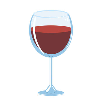 Red wine in a glass isolate on a white background. Vector graphics.
