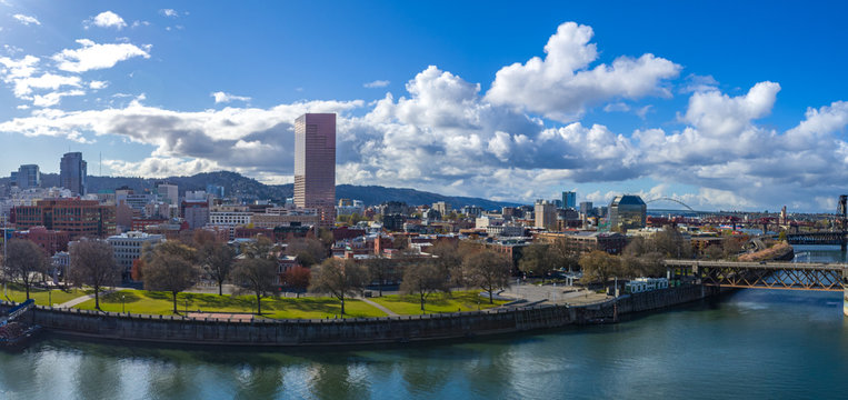 Downtown Portland Oregon on a Sunny Spring Day