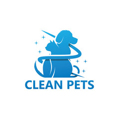 Clean Pets Logo Template Design