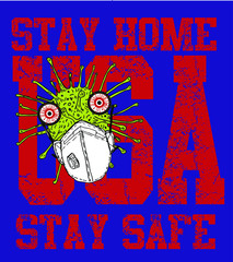 Obraz premium stay home america graphic design vector art