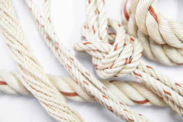 White wavy rope isolated on white. Seamless pattern.collection of various ropes string on white background.