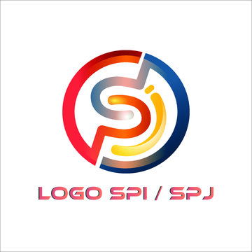 the initial letter logo S. The SPI colored template is combined with the mobile icon on the white background