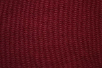 Foto auf Alu-Dibond Dark burgundy red fabric texture background, empty abstract close up brown tone wallpaper. Empty dark fabric pattern, natural cotton blend design with blank copy space top view © onajourney
